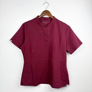 FIGS Technical Collection Short Sleeve Fitted Scrub Top Maroon Large